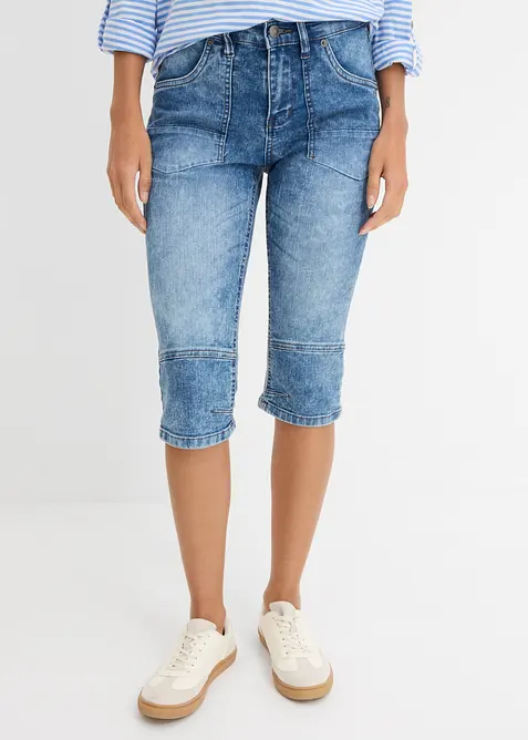 Pinocchietto in jeans elasticizzato, vita media, bonprix