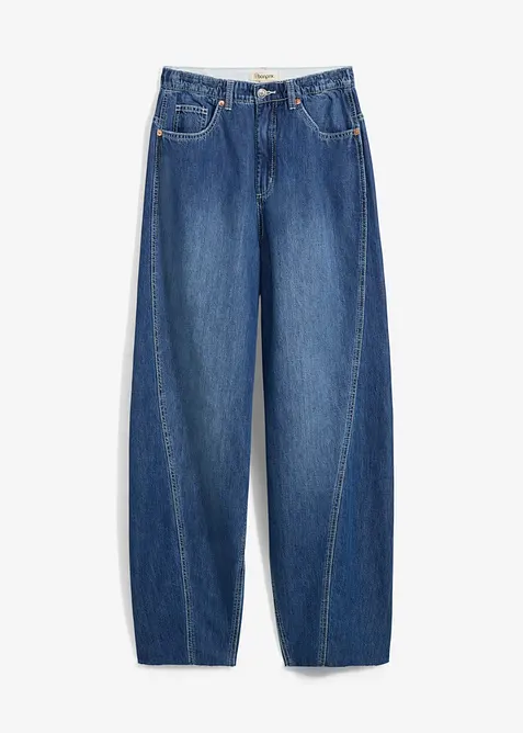 Jeans a palloncino super morbidi, vita alta, bonprix