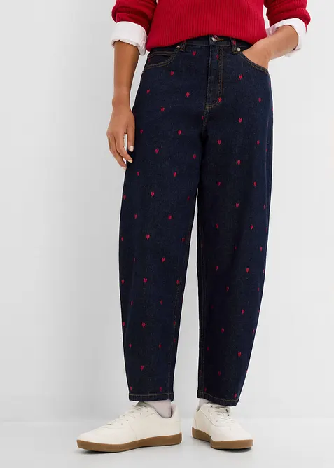 Jeans barrel, vita alta, bonprix