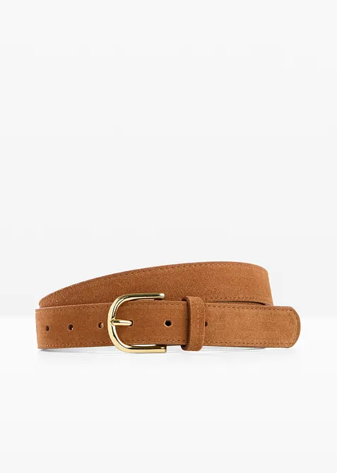 Cintura in pelle con fibbia lucida, bonprix