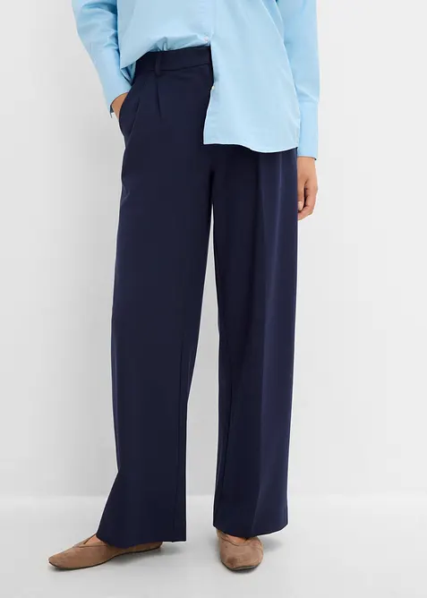 Pantaloni con pinces in punto di Roma comodo, bonprix