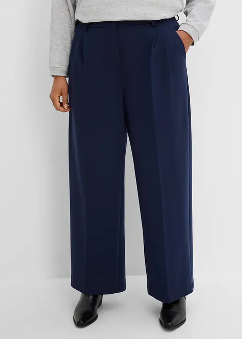 Pantaloni con pinces in punto di Roma comodo, bonprix