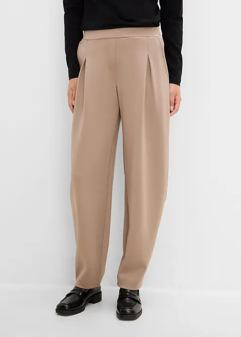 Pantaloni barrel morbidi effetto neoprene, bonprix