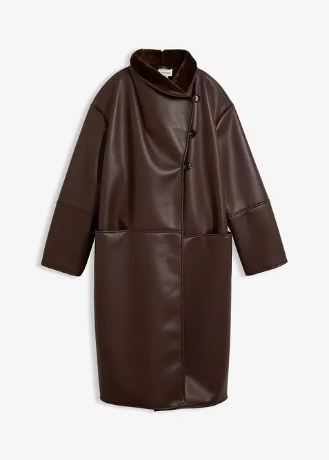 Cappotto in similpelle con collo alto, bonprix