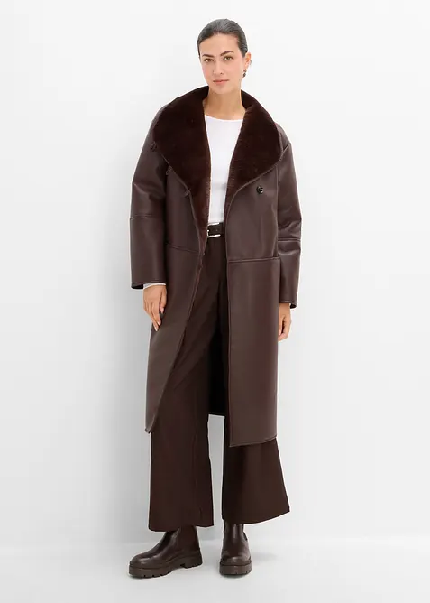 Cappotto in similpelle con collo alto, bonprix