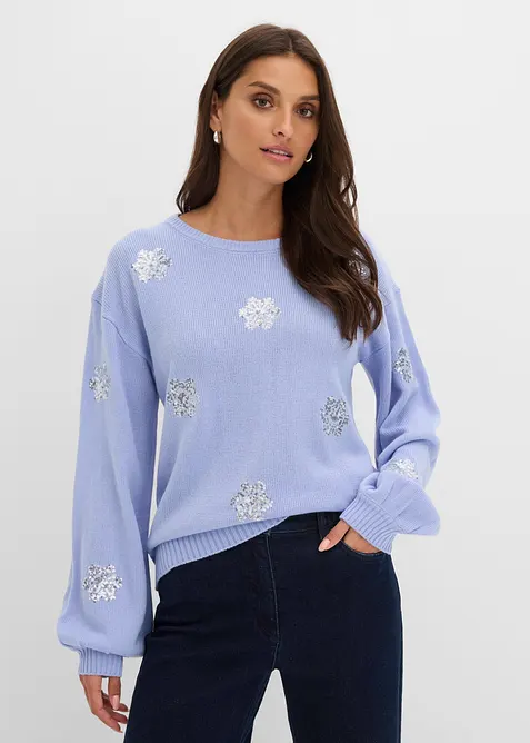 Maglione con fiocchi di neve scintillanti, bonprix