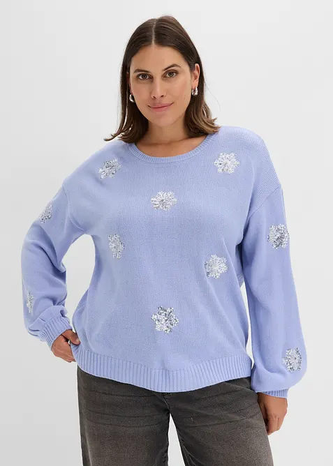 Maglione con fiocchi di neve scintillanti, bonprix