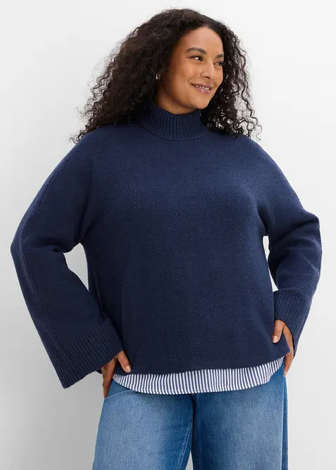Maglione con collo dritto, bonprix