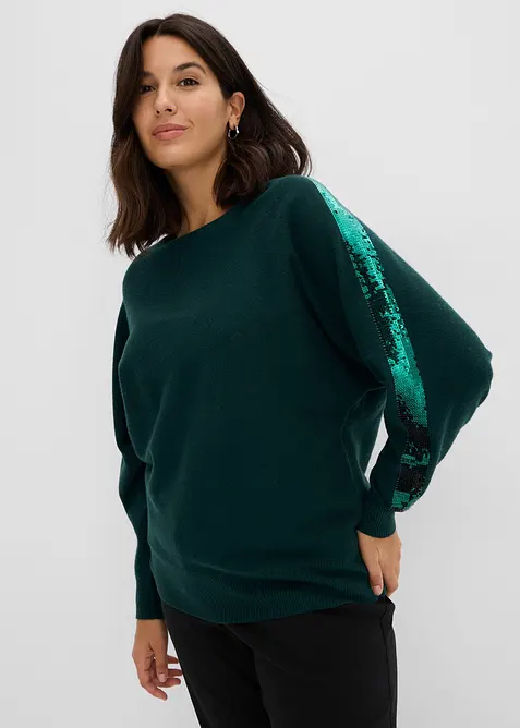 Maglione in filato fine con paillettes, bonprix
