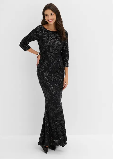 Abito con paillettes e scollatura sulla schiena, bonprix