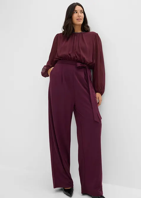 Tuta elegante con chiffon e cintura da annodare, bonprix