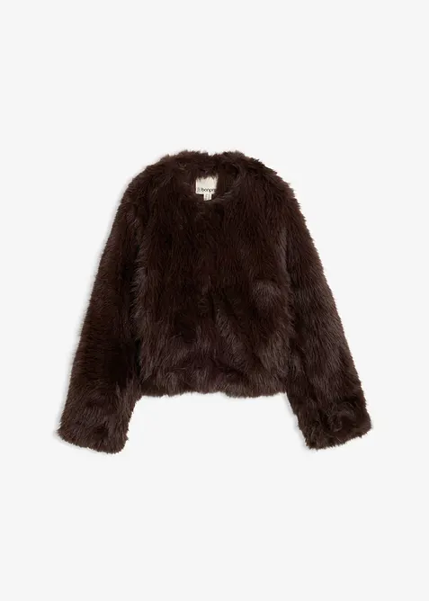Giacca in ecopelliccia senza collo, bonprix