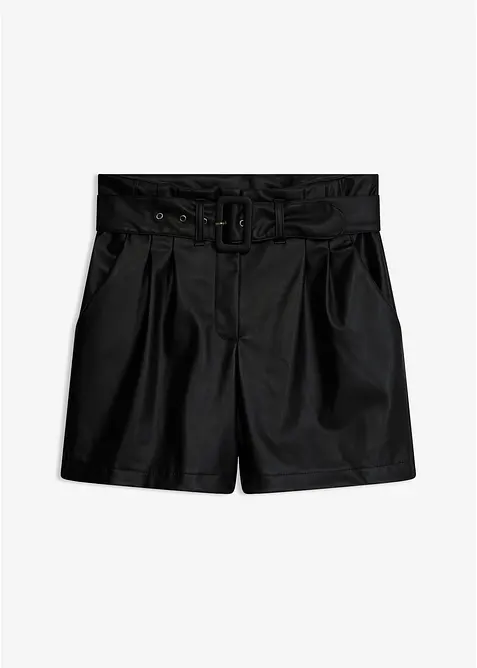Shorts in similpelle con cintura, bonprix