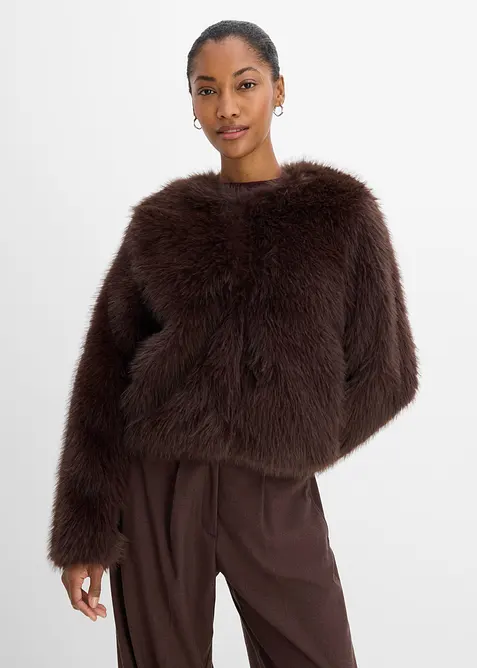 Giacca in ecopelliccia senza collo, bonprix