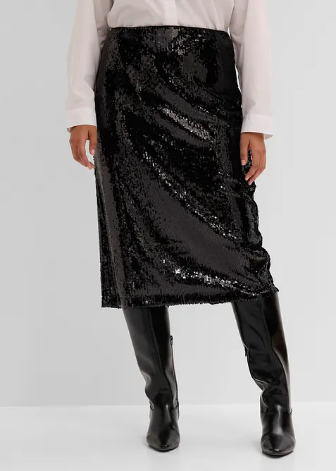 Gonna longuette con paillettes, bonprix