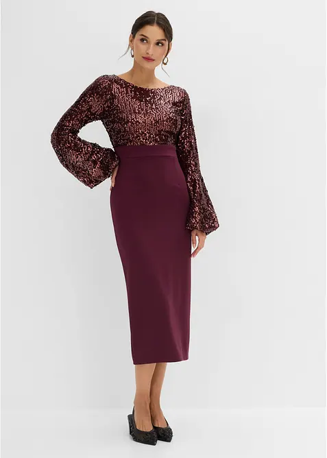 Abito midi con paillettes, bonprix