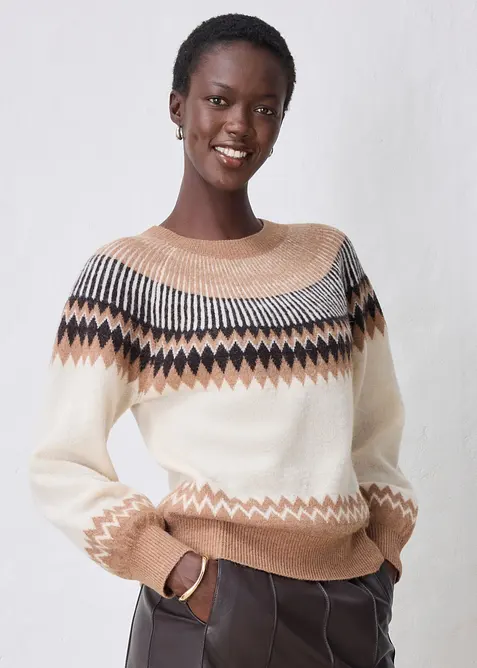 Maglione norvegese in morbido misto alpaca, bonprix