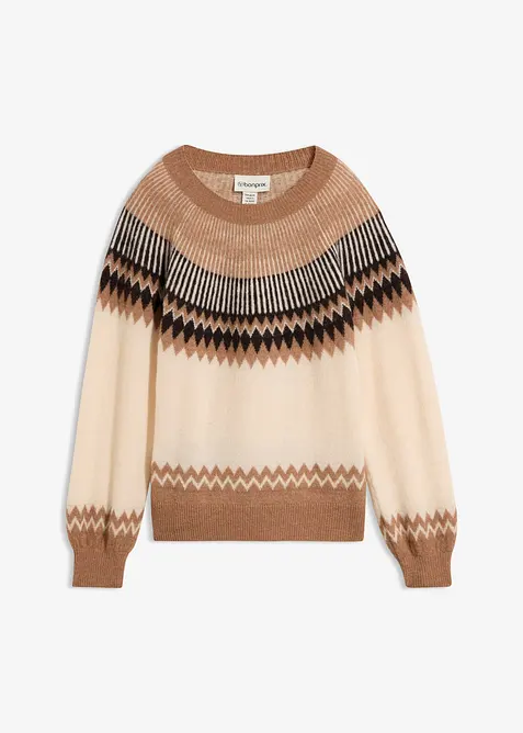 Maglione norvegese in morbido misto alpaca, bonprix