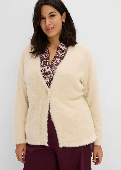 Cardigan in filato piumato, bonprix