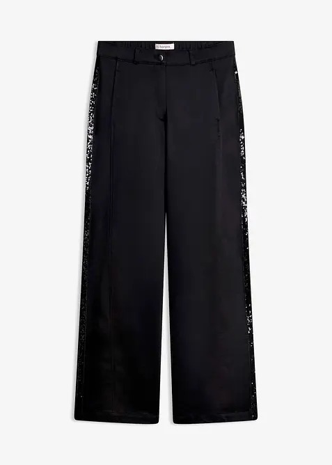 Pantaloni in cotone elasticizzato con bande laterali, bonprix
