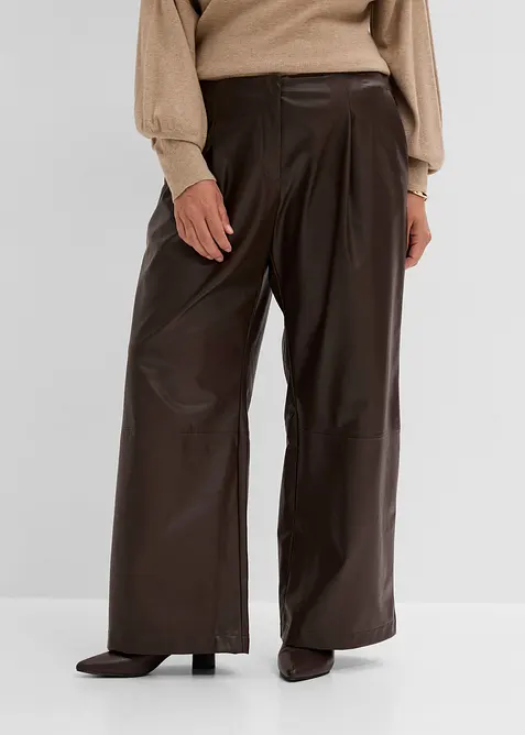 Pantaloni larghi in similpelle, bonprix