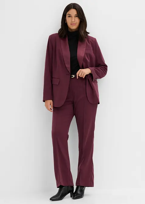 Tailleur giacca e pantaloni con inserto in satin, bonprix