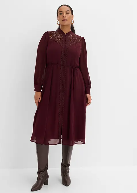 Abito in chiffon con dettagli in pizzo, bonprix