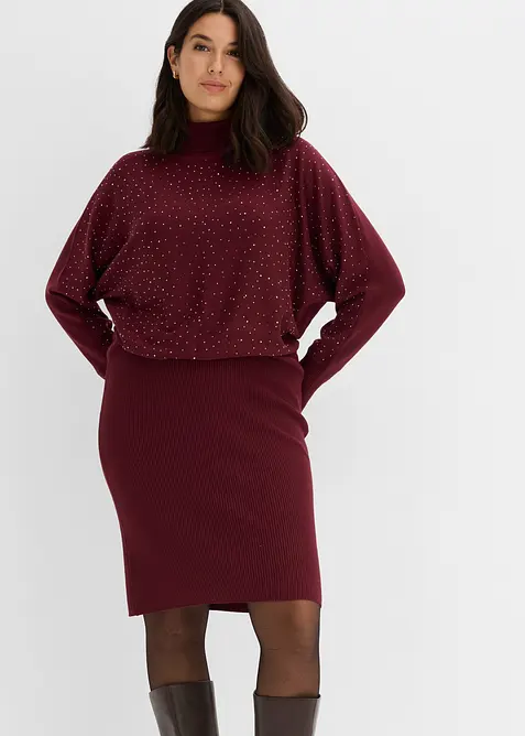 Abito in maglia con brillantini, bonprix