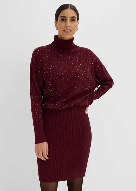 Abito in maglia con brillantini, bonprix