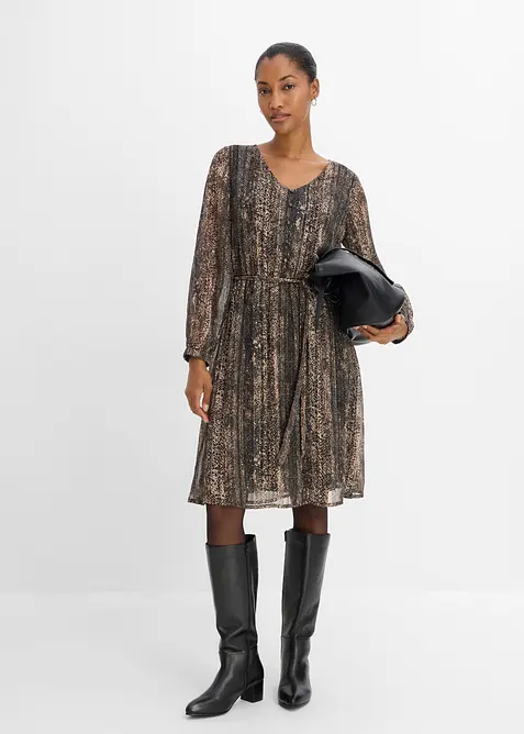 Abito in chiffon con cintura da annodare, bonprix