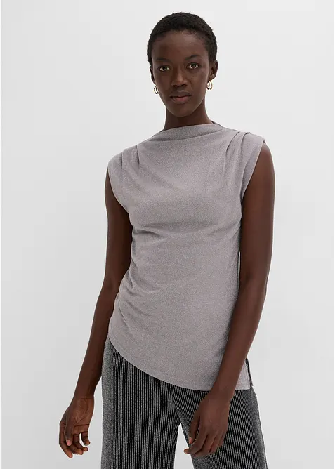 Maglia con fondo a punta e glitter, bonprix