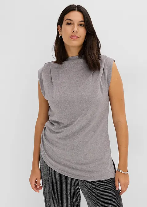 Maglia con fondo a punta e glitter, bonprix