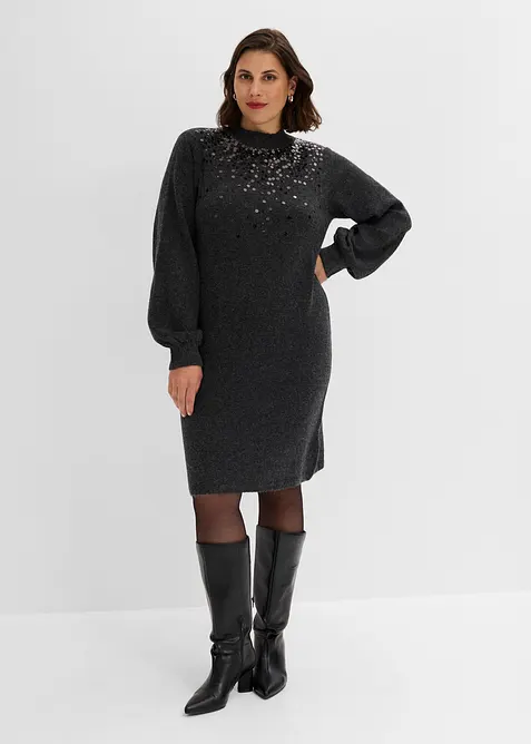 Abito in maglia con paillettes, bonprix