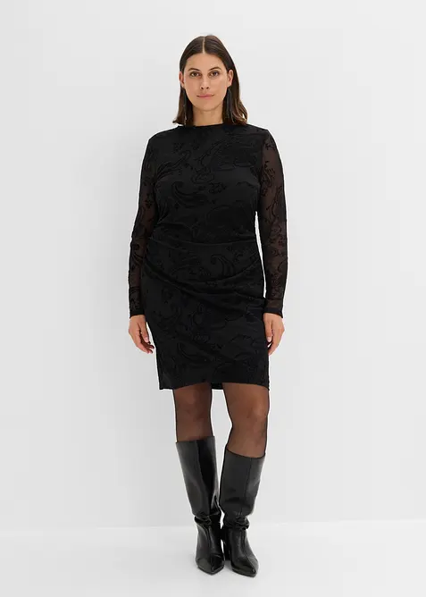 Abito in jersey e mesh fine, bonprix