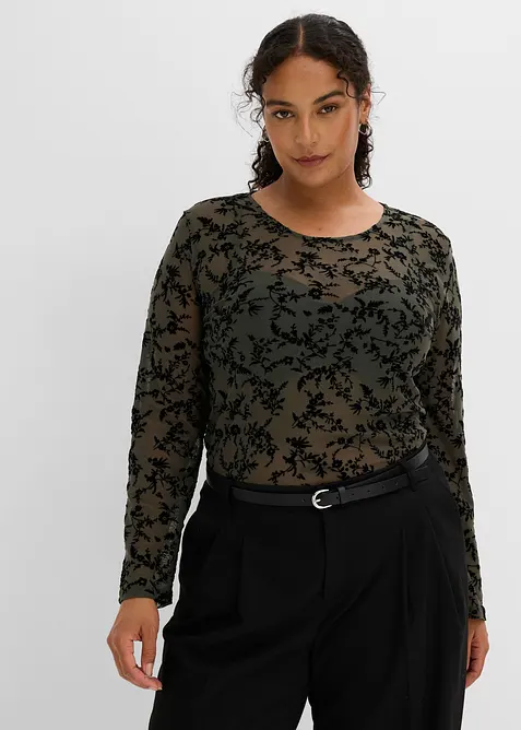 Maglia a maniche lunghe in morbido mesh, bonprix