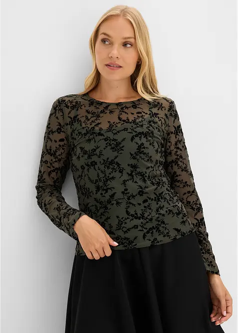 Maglia a maniche lunghe in morbido mesh, bonprix