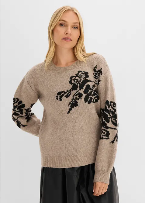 Maglione in filato fine con maniche a palloncino, bonprix