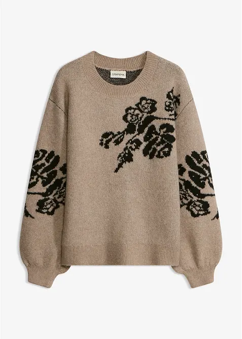 Maglione in filato fine con maniche a palloncino, bonprix