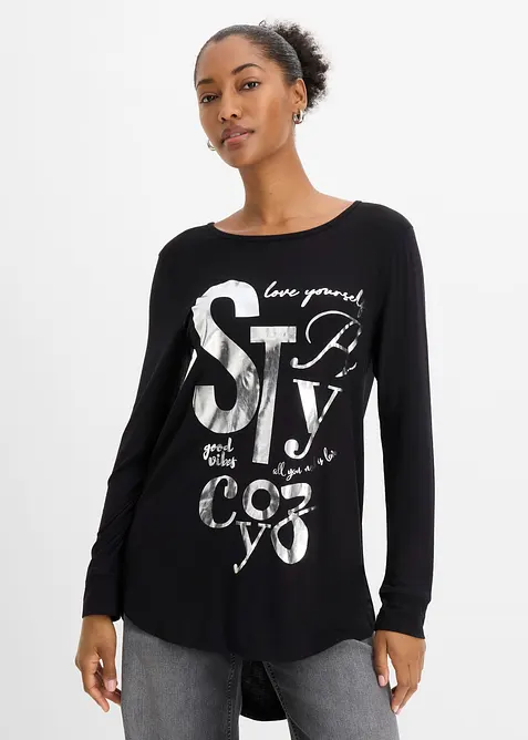 Maglia a maniche lunghe in misto viscosa fluido, bonprix