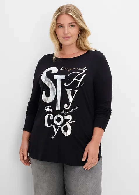 Maglia a maniche lunghe in misto viscosa fluido, bonprix
