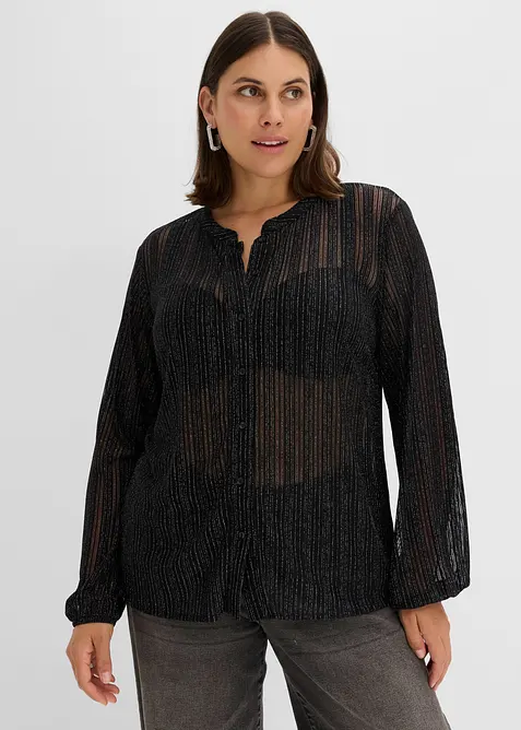 Blusa con effetto plissettato luccicante, bonprix