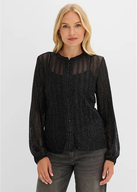 Blusa con effetto plissettato luccicante, bonprix