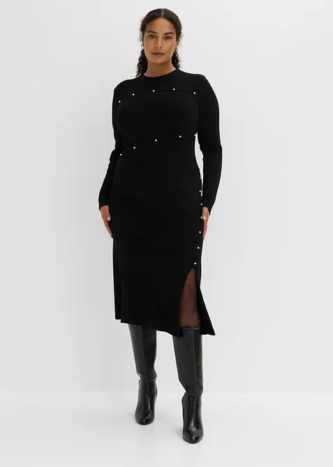 Abito in maglia con perle, bonprix