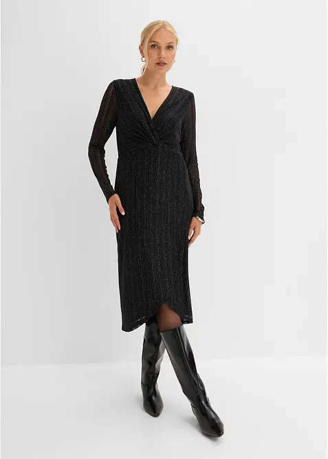 Abito in jersey glitterato con effetto incrociato, bonprix