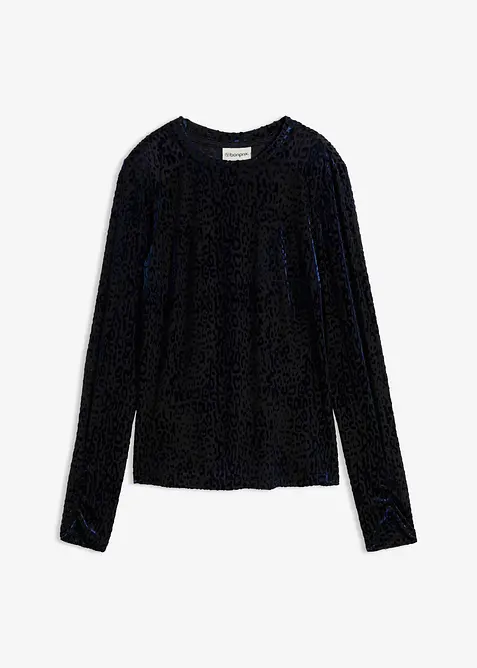 Maglia in velluto devor&eacute; a maniche lunghe, bonprix