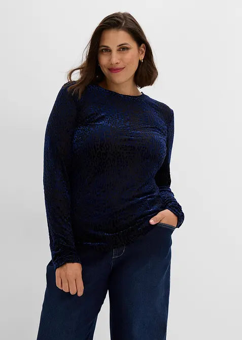 Maglia in velluto devor&eacute; a maniche lunghe, bonprix