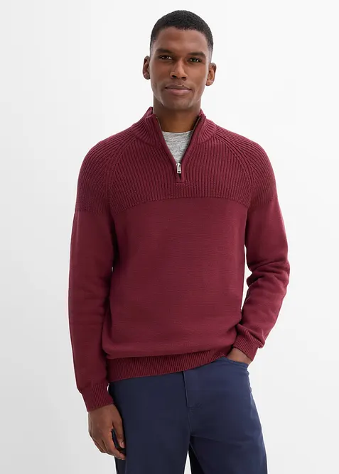 Maglione con collo alto e zip, regular fit, bonprix
