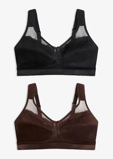Reggiseno contenitivo senza ferretto con spalline imbottite (pacco da 2), bonprix