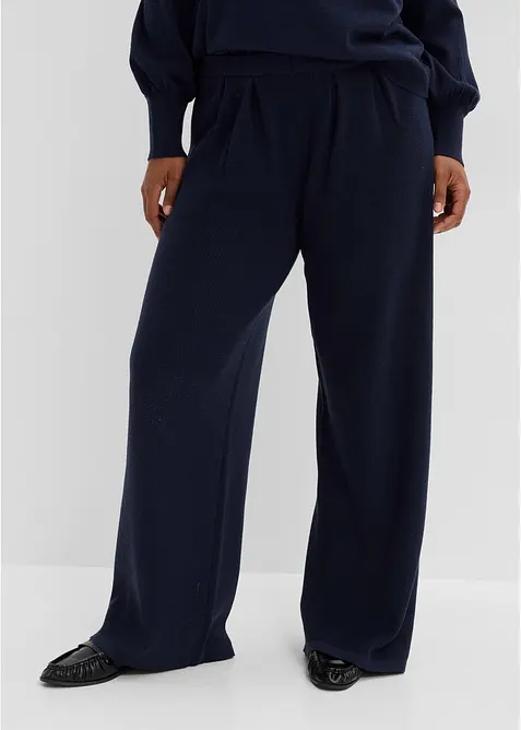 Pantaloni in filato fine con gambe svasate, bonprix