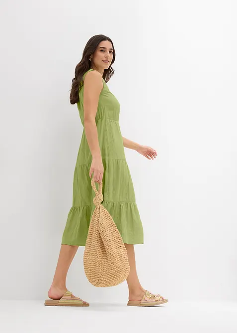 Abito midi in mussola di cotone morbida, bonprix